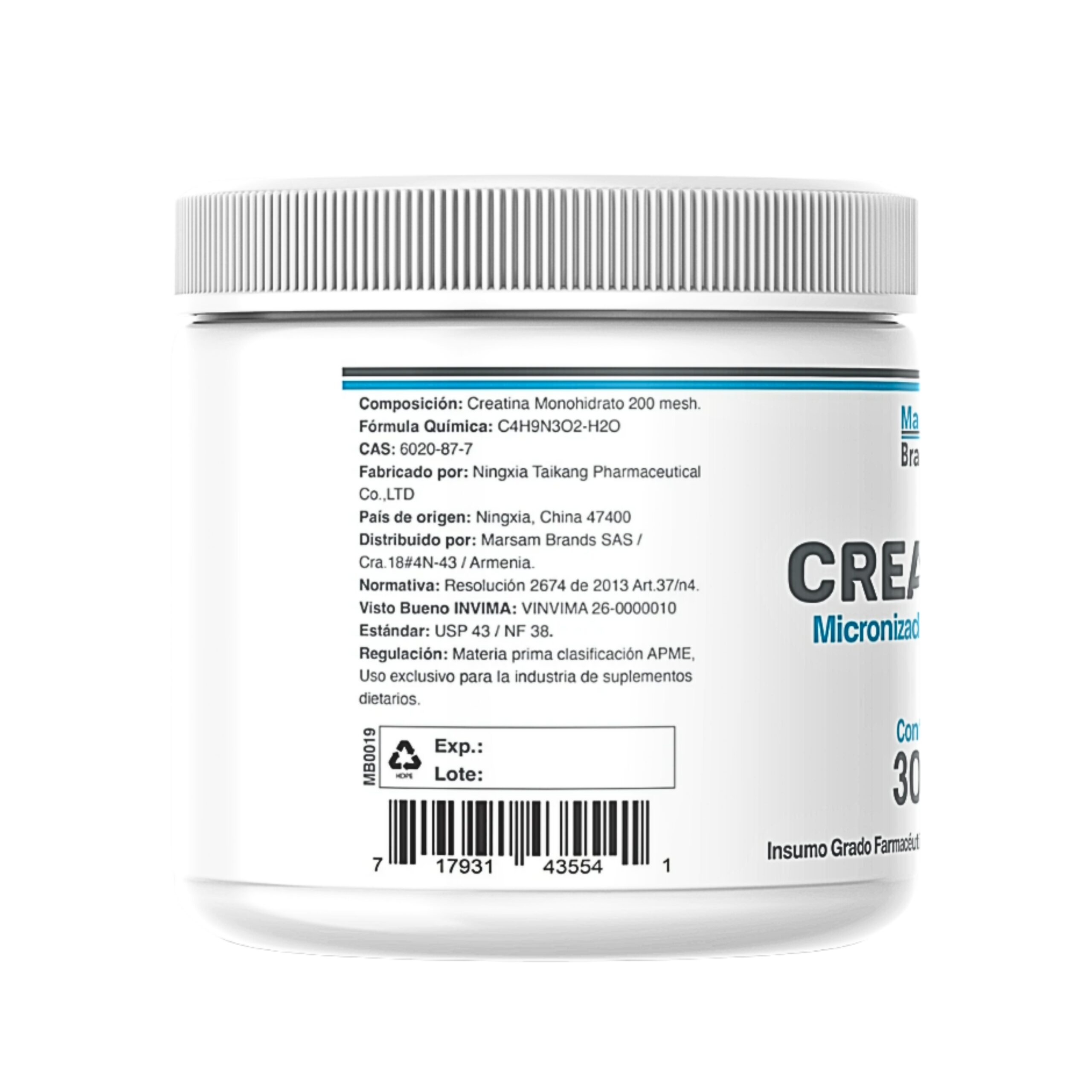 Creatina Monohidrato Polvo Pote 300g - Imagen 4