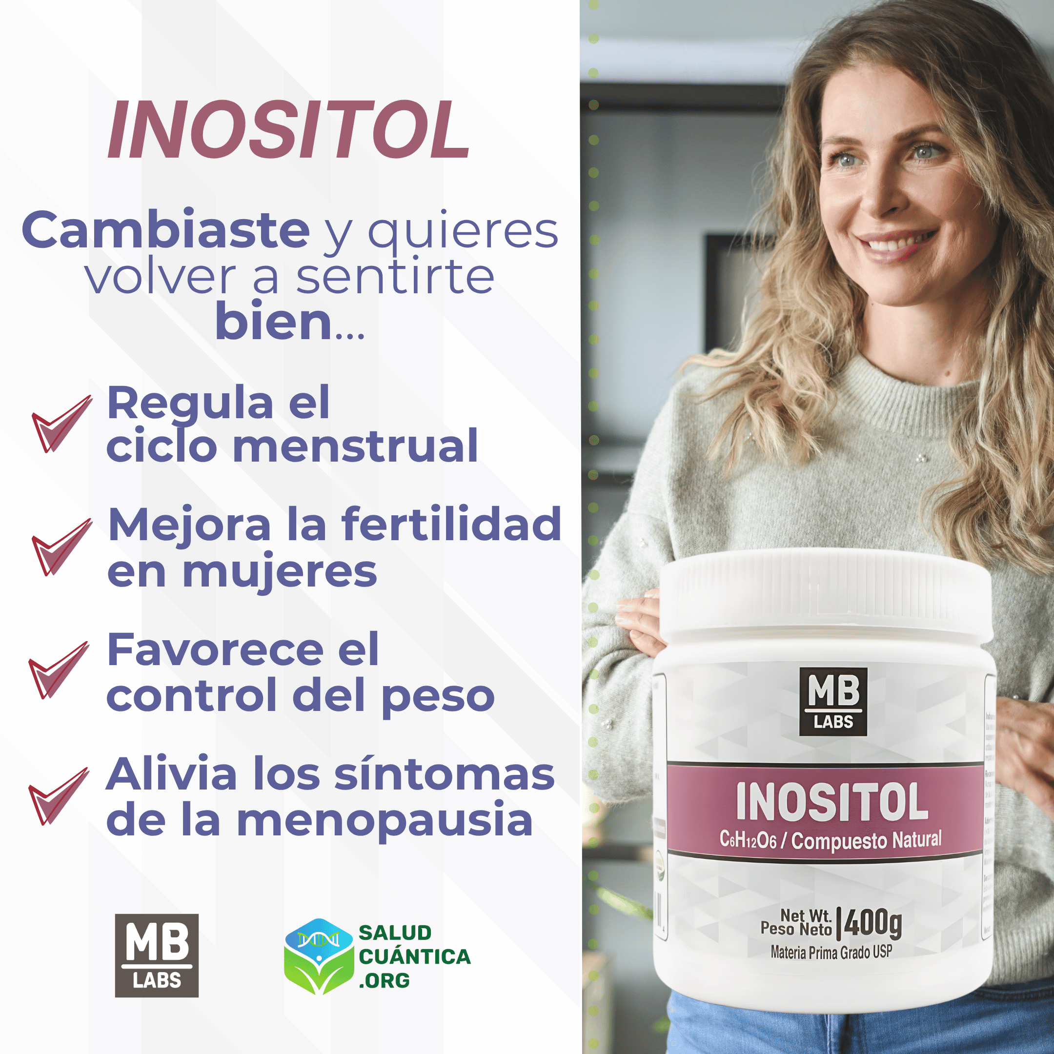 Inositol Puro en Polvo 400g - Imagen 2