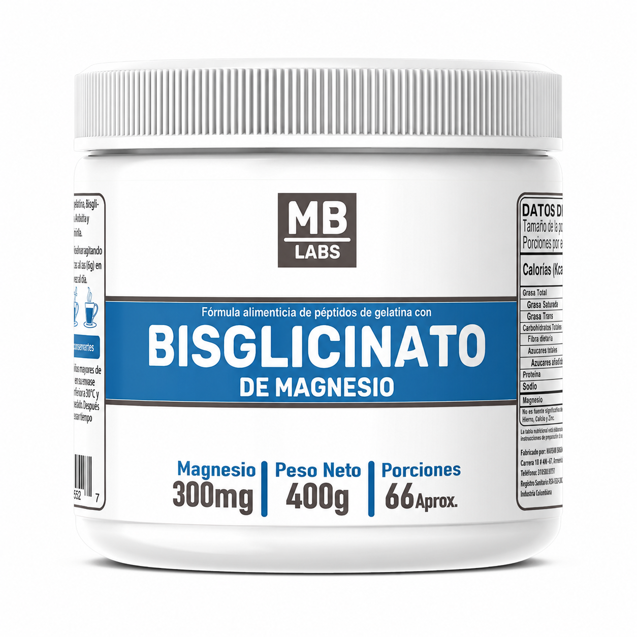 Bisglicinato de Magnesio en Polvo Sabor Vainilla