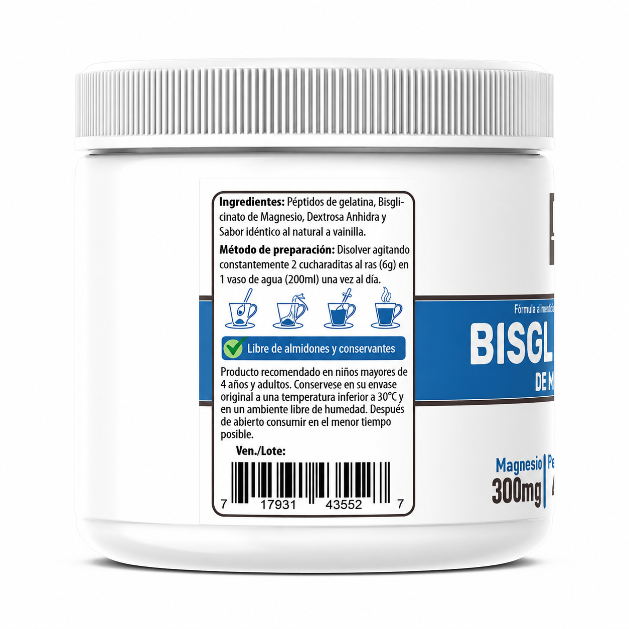 Bisglicinato de Magnesio en Polvo Sabor Vainilla - Imagen 3