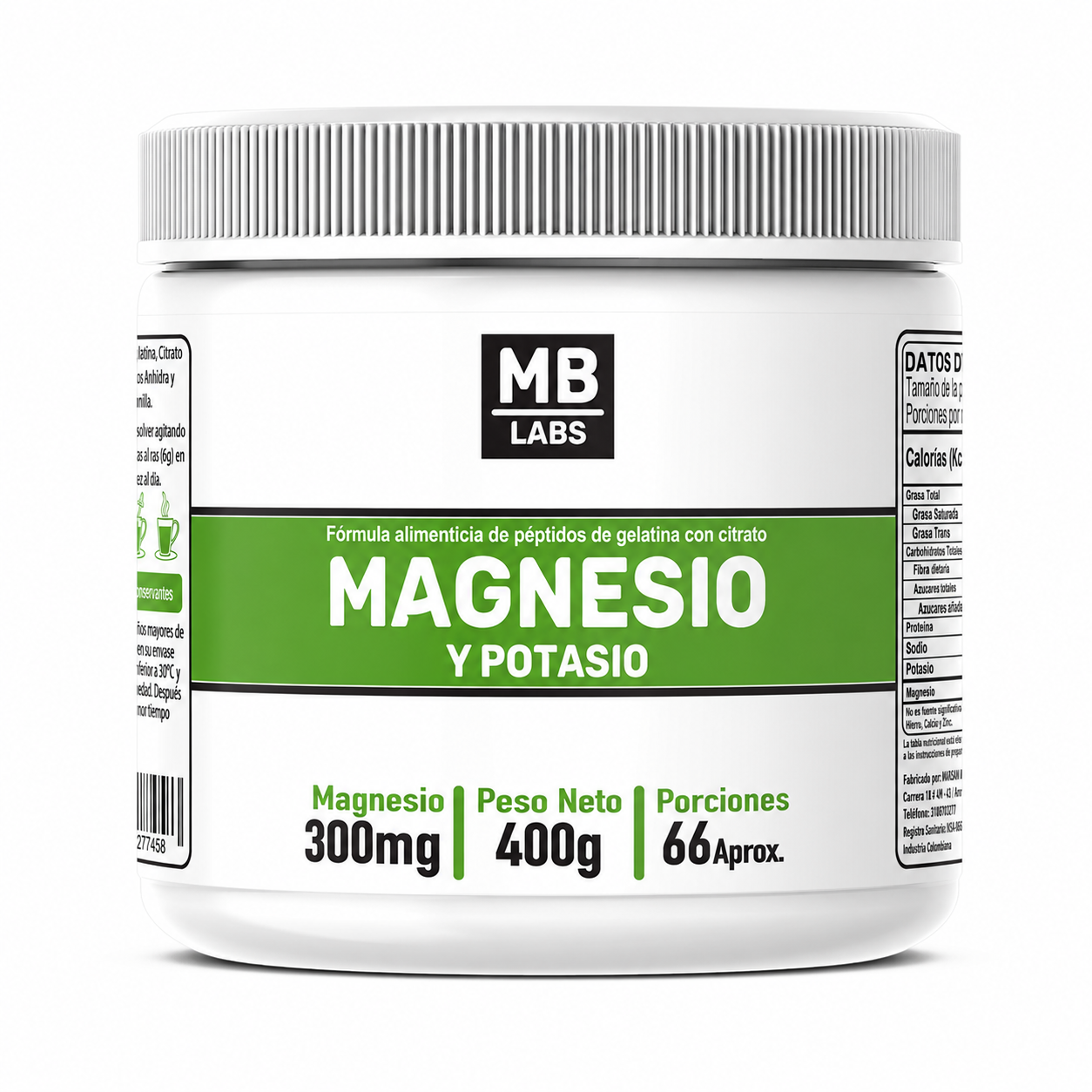 Citrato de Magnesio + Potasio Polvo sabor Vainilla