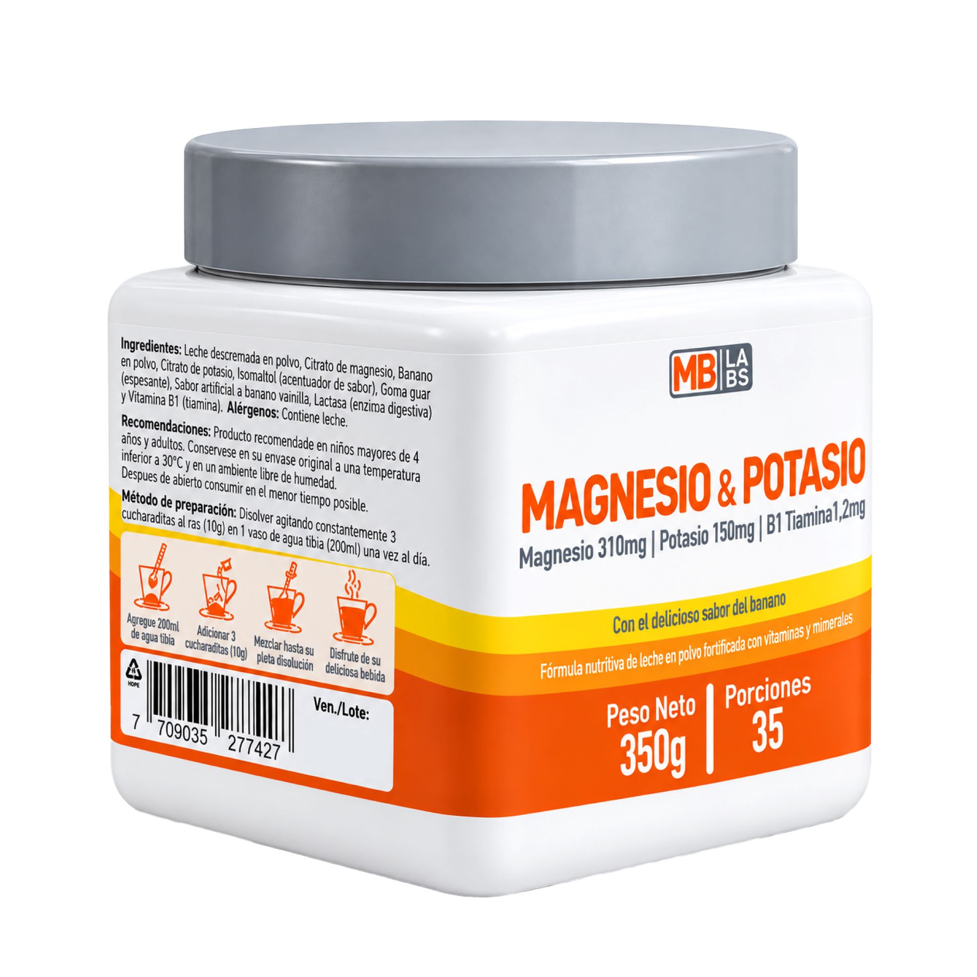 Magnesio + Potasio + Vita B1 Polvo 350g - Imagen 2